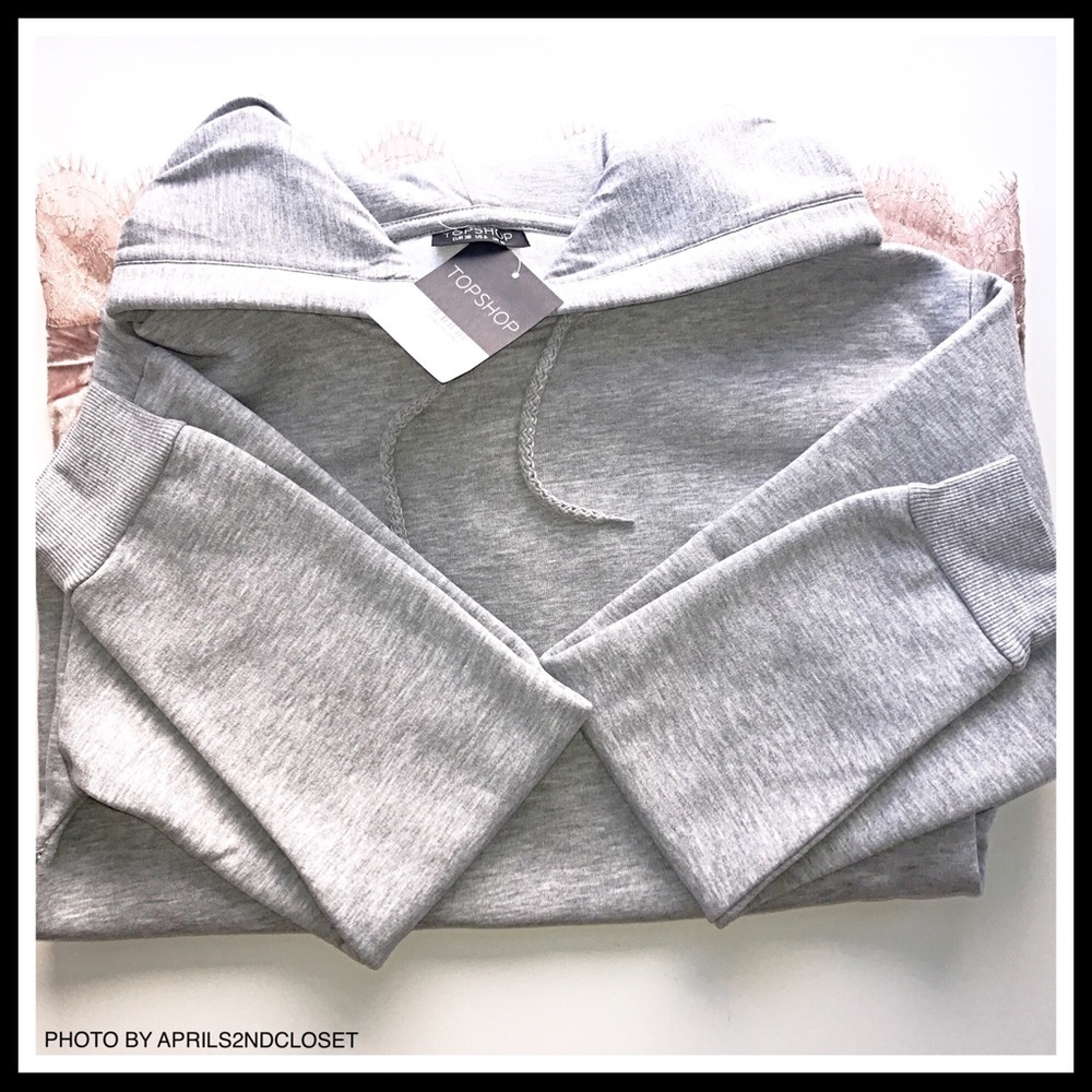 TOPSHOP PULLOVER HOODIE VELVET LACE TRIM TUNIC - Picture 6 of 8